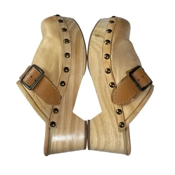 Free People Shoes Culver City Clogs Leather Camel Tan Boho Hippie Sz. 40 / 9-9.5 - Picture 10 of 15